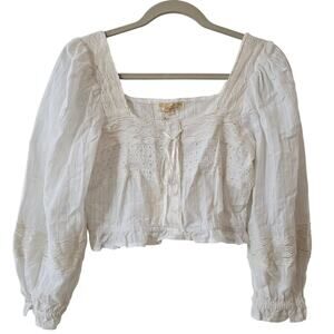 NWT Rebellion Again Boho Balloon Sleeve Crop Top Ren Fair Wear Size L Large
